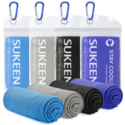 Sukeen 4 Pack Cooling Towel (40"x12"), Soft Breathable Chilly Microfiber Towel for Yoga, Sport, Running, Gym, Workout & More Activities