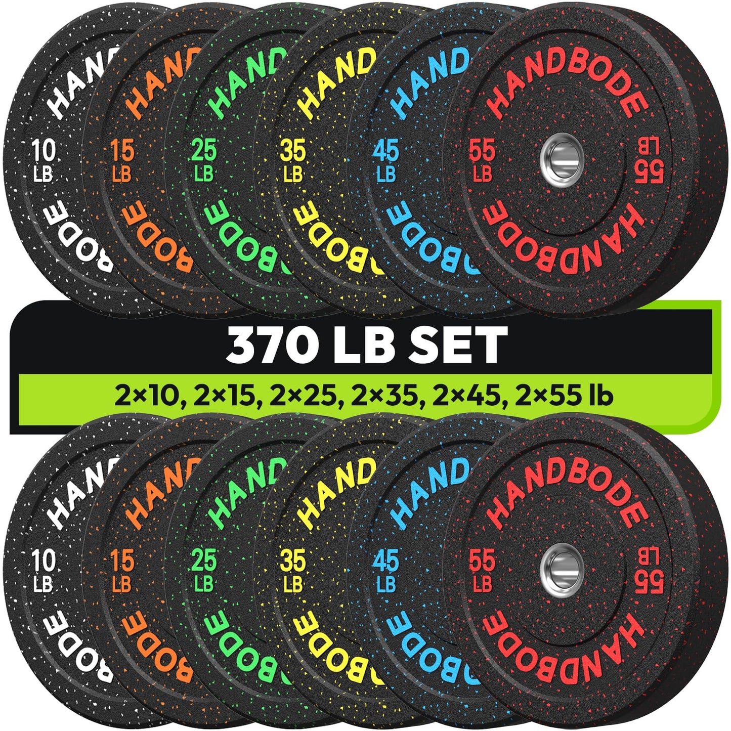 2-Inch Bumper Plates High Bounce, Olympic Weight Plate Set 45/100/160/190/260/300lb, Barbell Weight Plates Set for Home Gym, Colored Weights Rubber Strength Training Plate for Weight Lifting