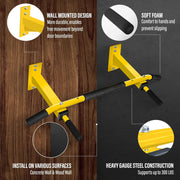 Yes4All Pull Up Bar Wall Mounted - Multifunctional Wall Mounted Pull Up Bar for Home Gym Workout Strength Training Equipment