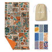 SUN'Y Waffle Microfiber Beach Towel – Sand Free, Quick Dry, Ultra Absorbent, Lightweight & Compact Travel Towel with Carry Bag - Large (63” x 31.5”), Boho