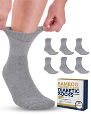 Pembrook Bamboo Viscose Diabetic Socks for Women & Men - 6 Pairs Ankle Socks for Swollen Feet | Neuropathy Socks | Edema Neuropathy Socks for Women | Diabetic Socks Women 9-12