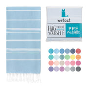 WETCAT Turkish Beach Towel Oversized (38"x71") 100% Turkish Cotton, Made in Turkey - Sand Free, Extra Large, Ultra Soft, Quick Drying, Compact & Lightweight for Travel - Blue