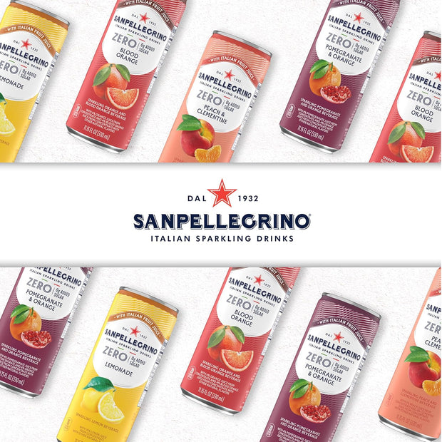 Sanpellegrino Italian Sparkling Drink, Zero Sugar, Lemonade Beverage, 6 Pack Cans 66.9 fl oz