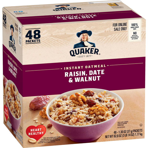 Quaker Instant Oatmeal, 4 Flavor Variety Pack, Individual Packets, 48 Count