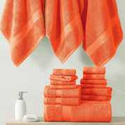 Lane Linen 100% Cotton Luxury Bath Towel Set - 18 Pieces - Ring Spun, Ultra Soft, Quick Dry & Extra Absorbent - 4 Bath, 8 Washcloths, 6 Bathroom Hand Towels - Machine Wash in Cold Water - Living Coral