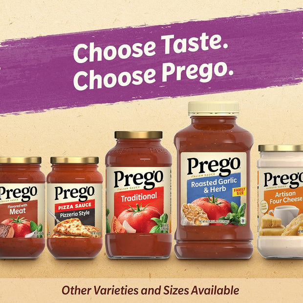 Prego Alfredo Pasta Sauce with Roasted Garlic and Parmesan Cheese, 14.5 oz Jar