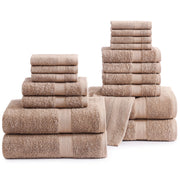 Lane Linen 100% Cotton Luxury Bath Towel Set - 18 Pieces - Ring Spun, Ultra Soft, Quick Dry & Extra Absorbent - 4 Bath, 8 Washcloths, 6 Bathroom Hand Towels - Machine Wash in Cold Water - Living Coral