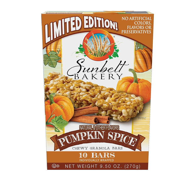 Sunbelt Bakery Pumpkin Spice Granola Bars 1.0 oz Bars, 10 Count