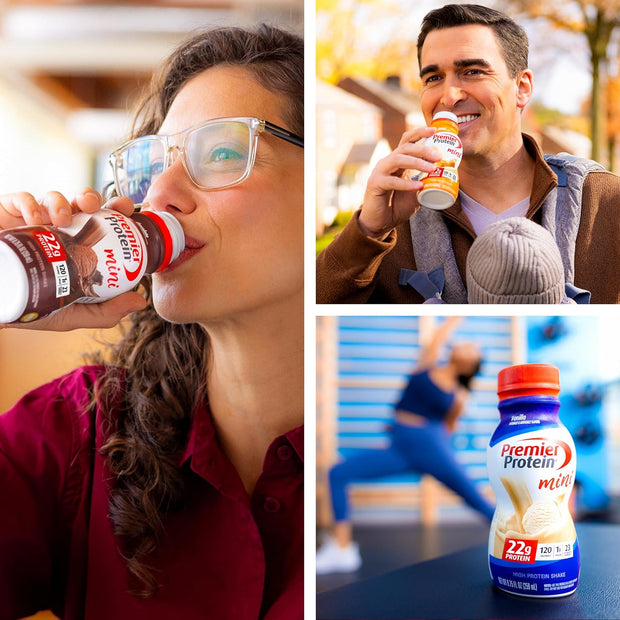 Premier Protein Shake MINIs, Chocolate, 22g Protein, 120 Calories, 1g Sugar, 8.75fl oz, Pack of 12