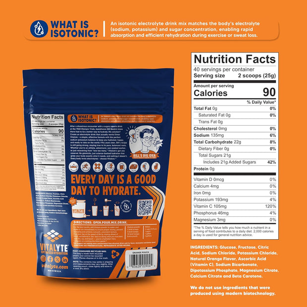 Vitalyte Electrolyte Powder Drink Mix, Isotonic Electrolyte Hydration Mix, Gluten Free Post Workout Powder Mix, Pack of 1, 35 oz., Cranberry Frost Flavor