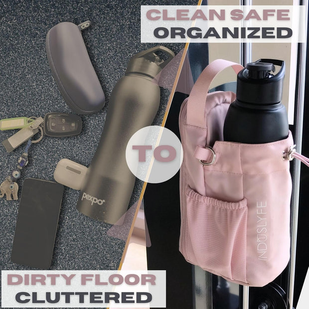 Magnetic Gym Bag for Men Women with magnetic water bottle holder, Gym crossbody bag with strap, gym sling bag with phone pockets, key holder magnetic phone holder, gym essentials, Pink