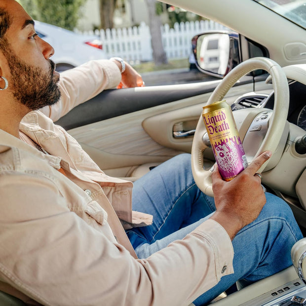 Liquid Death, Slaughter Berry Flavored Iced Tea, 8-Pack (19.2oz Cans), Raspberry Flavored Black Tea, Low Calorie, No Artificial Sweeteners, B12 & B6 Vitamins