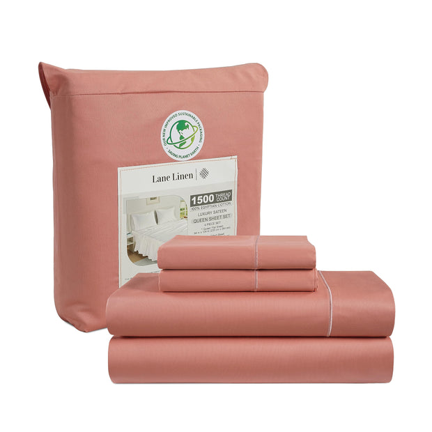 LANE LINEN 100% Egyptian Cotton White Sheets King Size - 1500 TC, 4 Pc - Luxury Sateen Weave Cotton King Size Sheets Set - 15" Extra Deep Pocket King Sheets Sets - White Bed Sheets