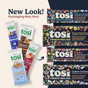 Tosi Nut Bars, Cashew Coconut, Healthy Snacks for Adults & Kids, Plant Based Crunchy Bars (6G Protein), Organic Keto Snacks, Vegan, Gluten & Soy Free, Low Sugar, Omega 3s, 1oz, 12-Pack