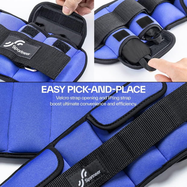 Sportneer Upgrade Adjustable Ankle and Wrist Weights for Women and Men 1-7 lbs / 1-10 lbs Set | Comfortable, Secure Fit for Walking, Running, Fitness, Physical Therapy, Home Gym