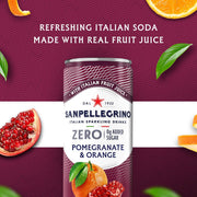 Sanpellegrino Zero Grams Added Sugar Pomegranate & Orange Italian Sparkling Drink, 24 Pack Of 11.15 Fl Oz Cans, Sanpellegrino Italian Sparkling Drinks, Low-Calorie Fruit Juice Beverages