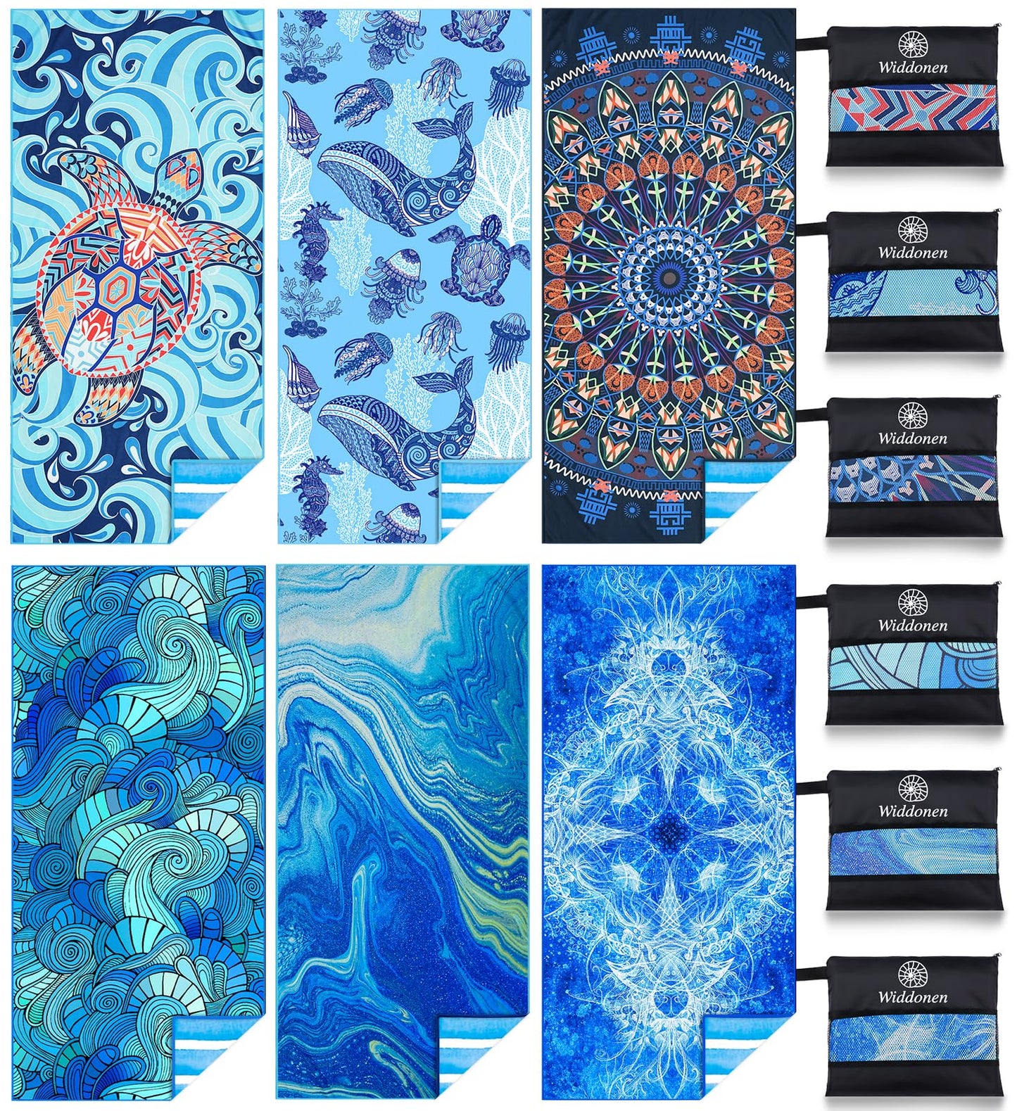 2 Pack Microfiber Lightweight Beach Towel Sand Free Quick Dry Absorbent Thin Compact Towels for Swimming Pool Camping Beach Accessories Large Easy Pack Travel Things for Vacation Essentials Gift