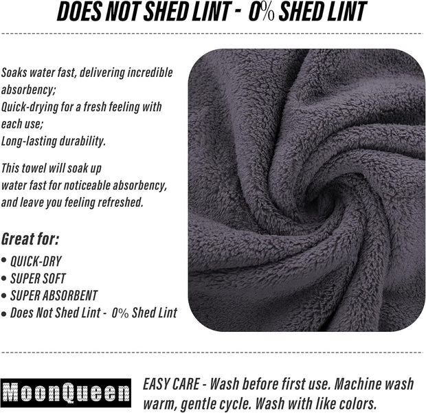 MOONQUEEN 6 Pack Premium Hand Towels - Quick Drying - Microfiber Coral Velvet Highly Absorbent Towels - Multipurpose Use as Hotel, Bathroom, Shower, Spa, Hand Towel 16 x 28 inches (Gray)