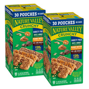 Nature Valley Crunchy Granola Bars Bulk Variety Pack, Oats 'n Honey, Peanut Butter & Oats 'n Dark Chocolate, 30 Two-Bar Wrapped Pouches (60 Bars Total), Whole Grain, No Artificial Flavors, 44.7 OZ