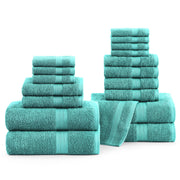 Lane Linen 100% Cotton Luxury Bath Towel Set - 18 Pieces - Ring Spun, Ultra Soft, Quick Dry & Extra Absorbent - 4 Bath, 8 Washcloths, 6 Bathroom Hand Towels - Machine Wash in Cold Water - Living Coral