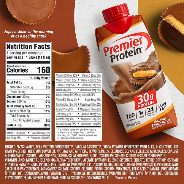 Premier Protein Shake, Chocolate Peanut Butter, 30g Protein, 11 Fl Oz, 4 Ct