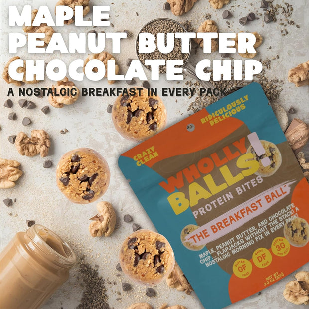 Wholly Balls Protein Bites – Healthy Plant-Based Snack – High Protein, Low Sugar, Gluten-Free Energy Balls (Pack of 6, Sampler Pack)