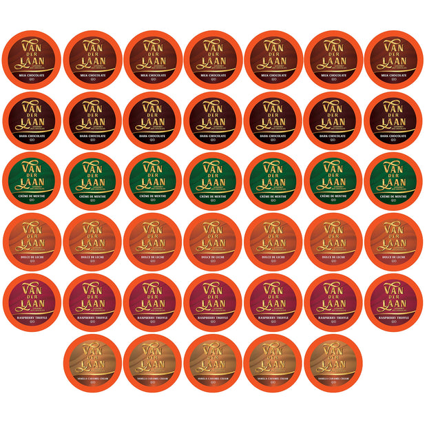 Van Der Laan Chocolate Hot Cocoa Pods, Gourmet Dutch Chocolate Assorted Variety Pack Compatible with K Cup Brewers Including 2.0, 40 Count