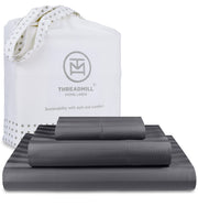 Threadmill 5-Star Hotel 500 Thread Count Best Bed Sheets, 100% Cotton Sheets Set for Queen Bed, Smoother Than Egyptian Cotton Claims, 4 Pc Set with Deep Pockets (Dark Grey)