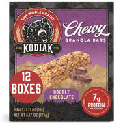 Kodiak Cakes Chewy Granola Snack Bars, Double Dark Chocolate, High Protein, 100% Whole Grains, 12 boxes with 5 bars each (60 bars total)