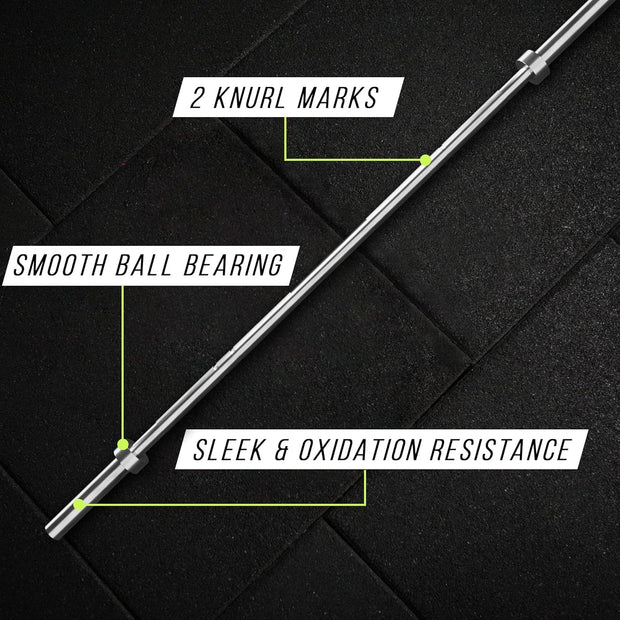 Olympic Training Barbell (6FT) (15 Pound Weight) (300 LBS Capacity), Home Gym Fitness Equipment, Strength Training Workout Bar, Weight bar for Squats, Deadlift, Weightlifting, Bench Press