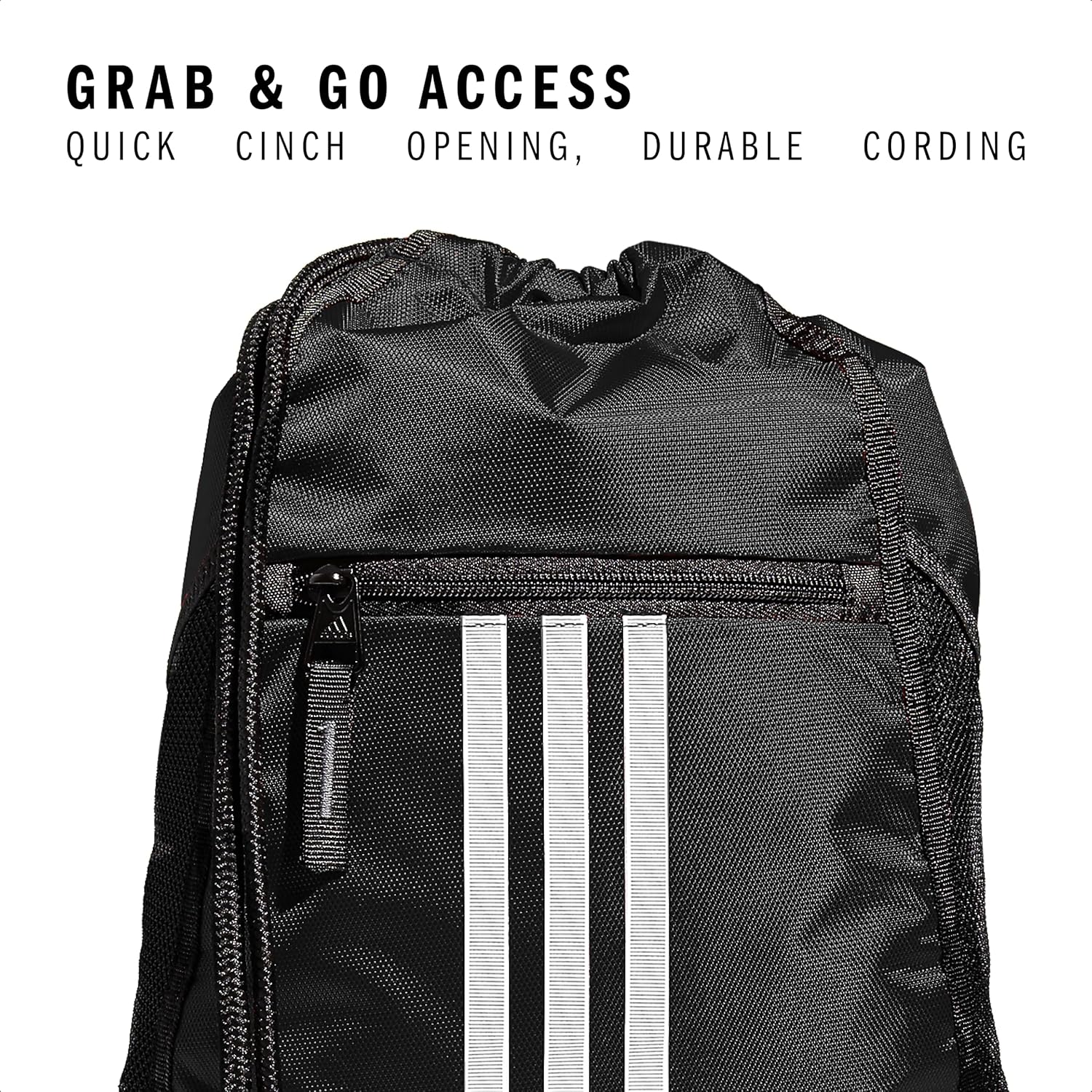 adidas Alliance Sackpack, Drawstring Backpack, Lightweight Small Gym Bag for Women and Men, Black, One Size