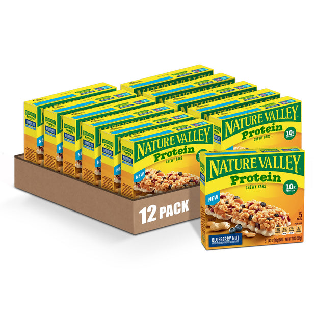 Nature Valley Breakfast Bars, Protein Granola Bars, Peanut Butter Dark Chocolate, Chewy, Gluten-Free, Individually Wrapped, On-the-Go, No Artificial Flavors or High Fructose Corn Syrup, 15-Count Box