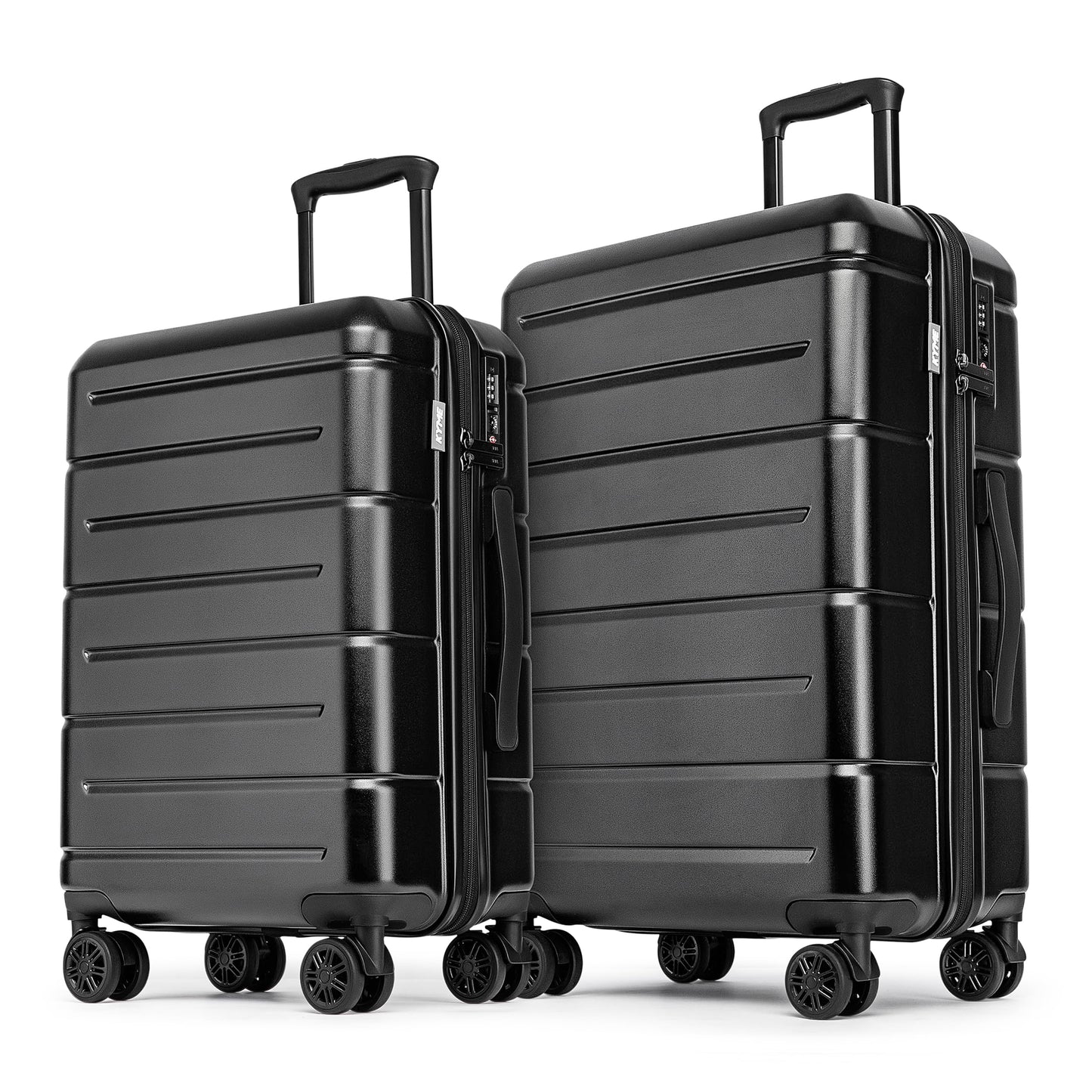 KYME Luggage Sets 2 Piece Hardshell 22"/26" Suitcase with Spinner Wheels Hardside Suitcases Sets with TSA Lock Lightweight Travel Luggage Set with Cup Holder for Women Pink