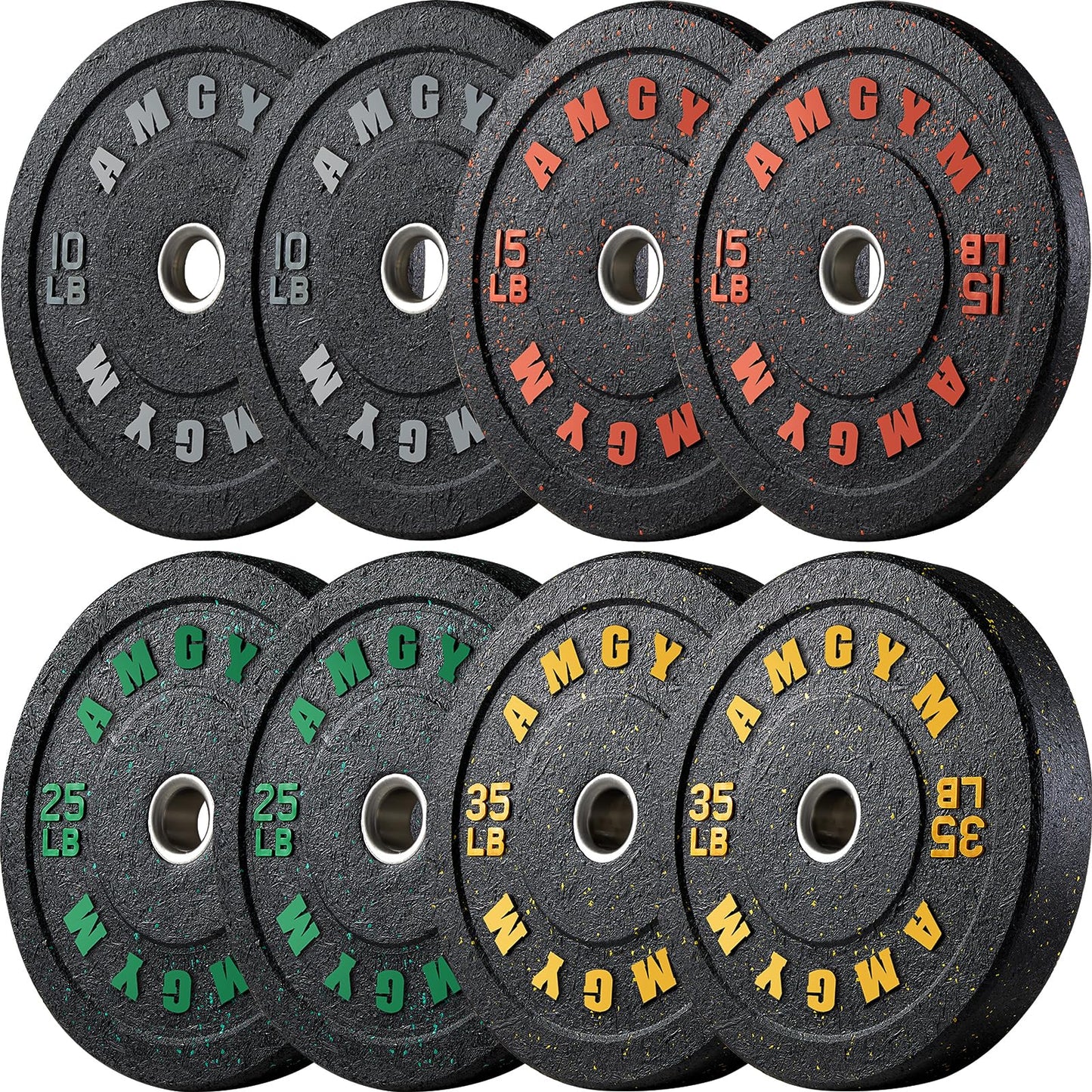 2 Inch Bumper Plates，10-500lbs，Barbell Rubber Olympic Weight Plates Set for Home Gym, Strength Training & Weight Lifting, Multiple Options Colors