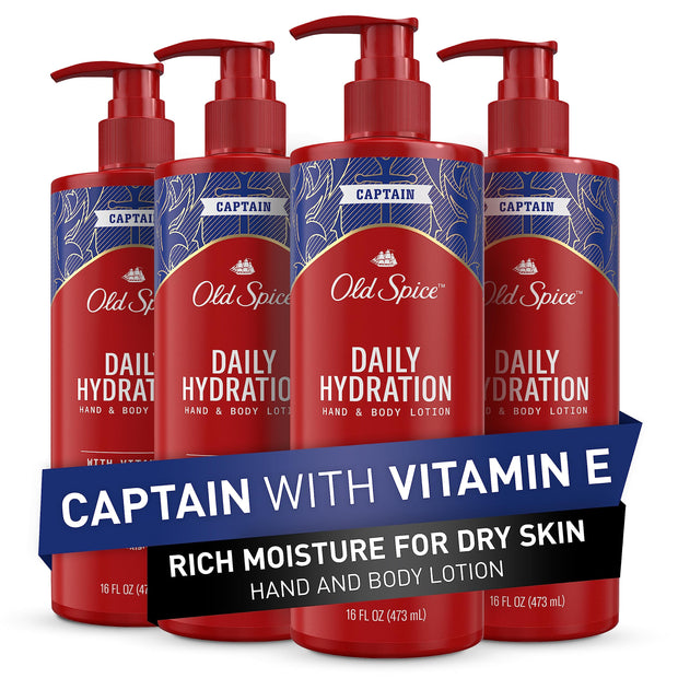 Old Spice Hand & Body Lotion for Men, Daily Hydration, 24/7 Hydration, 24/7 Replenishing Rich Moisture for Dry Skin, Lightweight Formula, Swagger with Argan Oil Scent, 16 fl (Pack of 4)