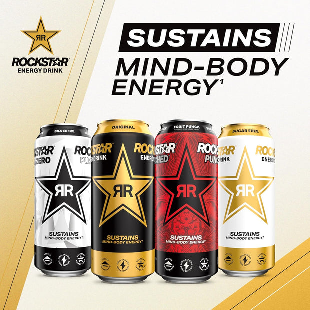 Rockstar Pure Zero Energy Drink,4 Flavor Pure Zero Variety Pack, 0 Sugar, with Caffeine and Taurine, 16oz Cans (12 Pack) (Packaging May Vary)