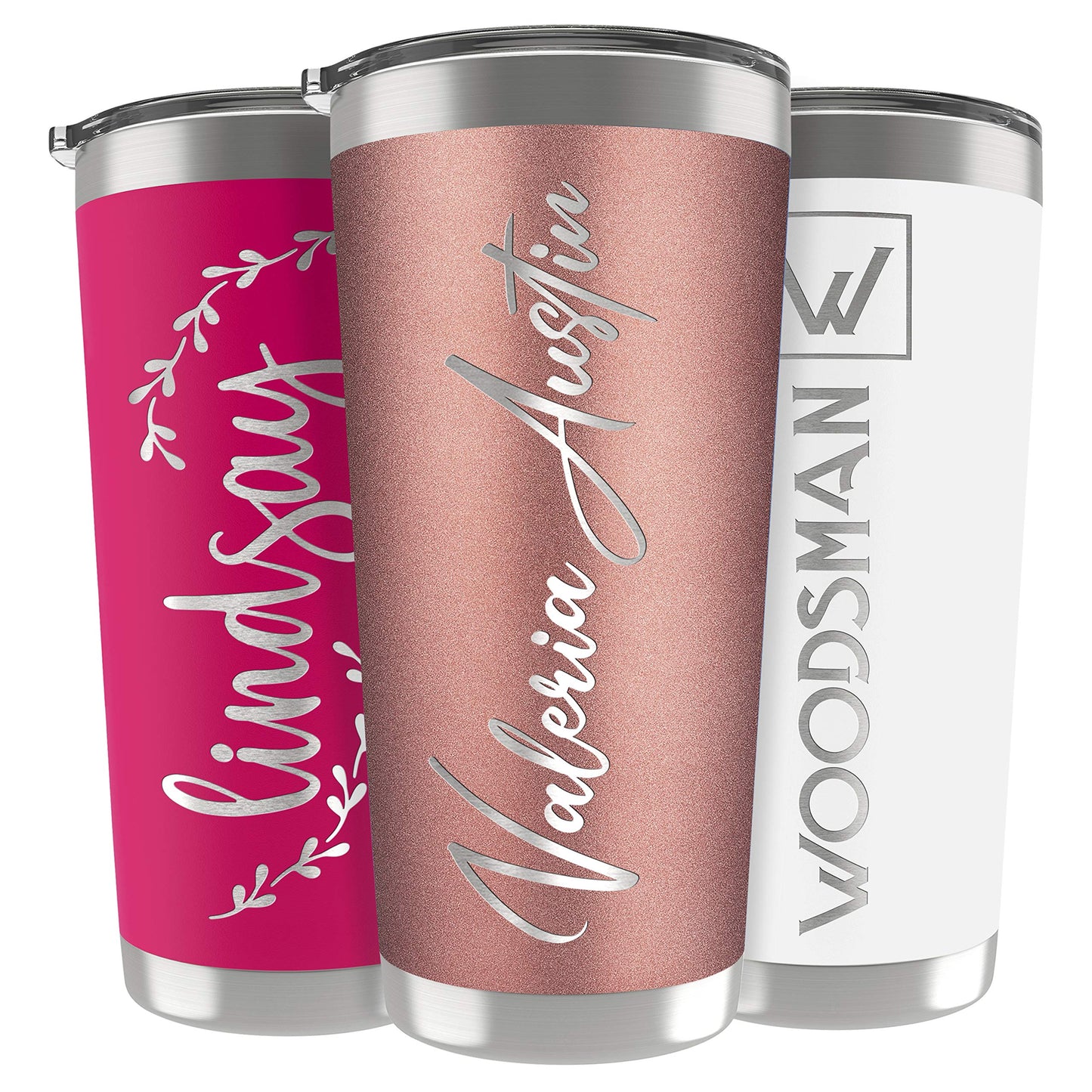 Personalized Gifts For Men - 20 Oz. Custom Tumblers w/Lid, Black - Insulated Travel Coffee Mugs - Optional Straw Set, Stainless Steel Double Wall Coffee Tumbler, Personalized Cups