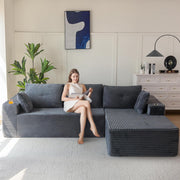 MAXYOYO 110" Modular Sectional Couch with L-Shape Chaise, Modern Boneless Couch for Living Room, Sofa in A Box, Oversized Sofa Sleeper with Deep Seat, No Assembly Required, Dark Grey