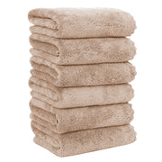 MOONQUEEN 6 Pack Premium Hand Towels - Quick Drying - Microfiber Coral Velvet Highly Absorbent Towels - Multipurpose Use as Hotel, Bathroom, Shower, Spa, Hand Towel 16 x 28 inches (Gray)