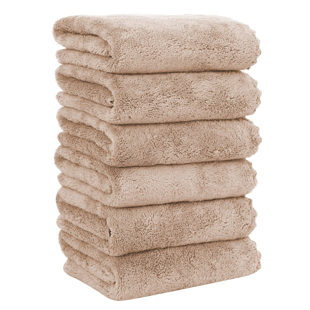 MOONQUEEN 6 Pack Premium Hand Towels - Quick Drying - Microfiber Coral Velvet Highly Absorbent Towels - Multipurpose Use as Hotel, Bathroom, Shower, Spa, Hand Towel 16 x 28 inches (Gray)