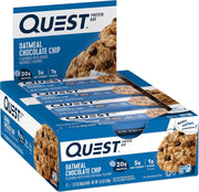 Quest Nutrition Oatmeal Chocolate Chip Protein Bars, 20g Protein, 1g Sugar, 5g Net Carb, Gluten Free, Keto Friendly, 12 Count