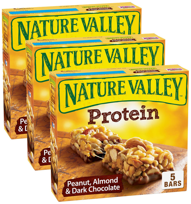Nature Valley Breakfast Bars, Protein Granola Bars, Peanut Butter Dark Chocolate, Chewy, Gluten-Free, Individually Wrapped, On-the-Go, No Artificial Flavors or High Fructose Corn Syrup, 15-Count Box
