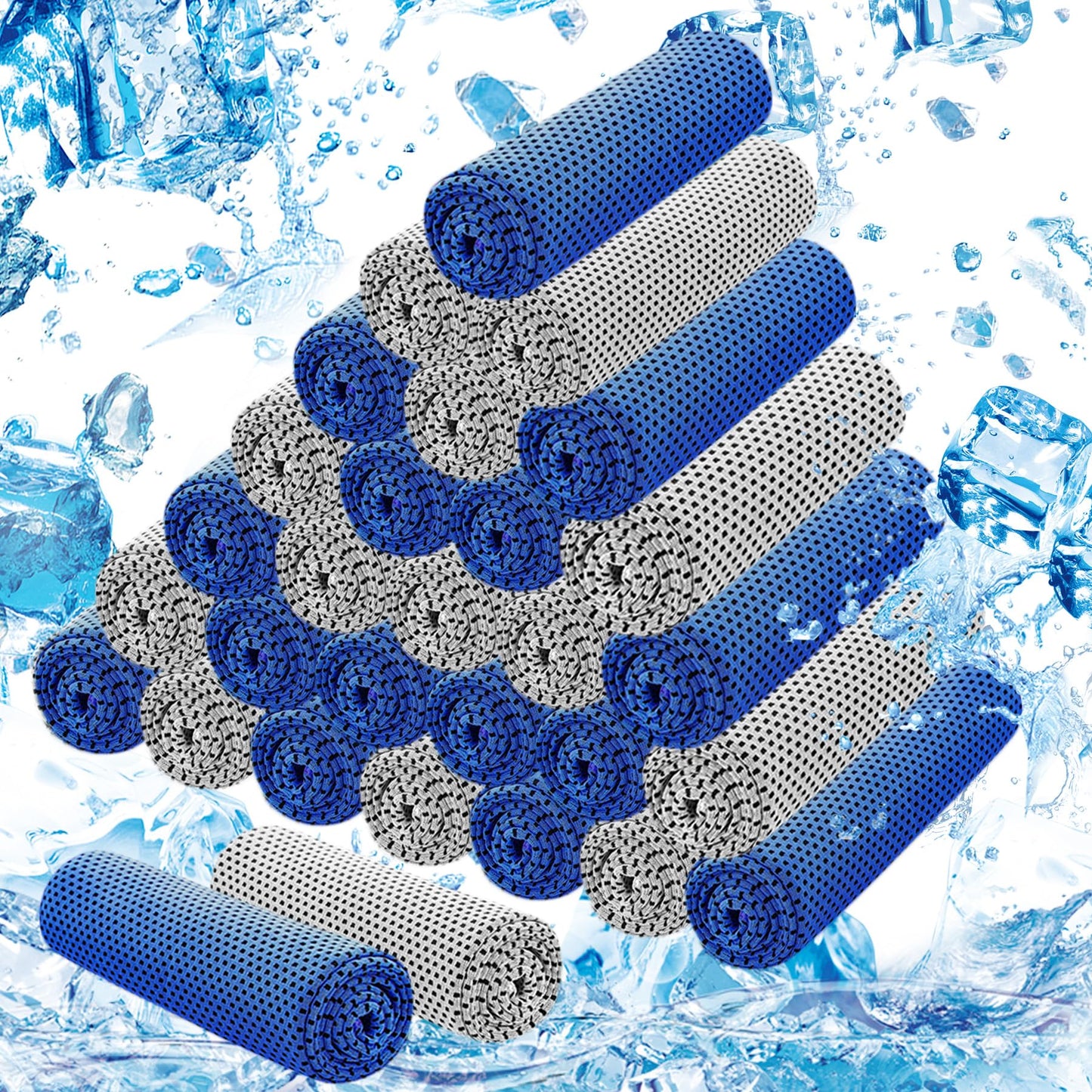 30Pack Cooling Towels for Neck and Face (40"x12"), Ice Microfiber Cooling Towels Bulk for Workout Chill Sweat Towels Cooling Neck Wraps for Gym Yoga Golf Running Sport