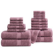 Lane Linen 100% Cotton Luxury Bath Towel Set - 18 Pieces - Ring Spun, Ultra Soft, Quick Dry & Extra Absorbent - 4 Bath, 8 Washcloths, 6 Bathroom Hand Towels - Machine Wash in Cold Water - Living Coral
