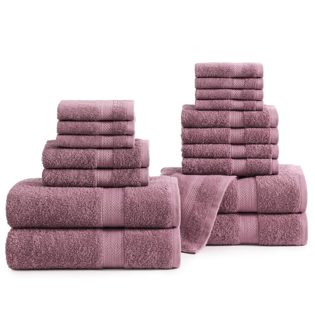 Lane Linen 100% Cotton Luxury Bath Towel Set - 18 Pieces - Ring Spun, Ultra Soft, Quick Dry & Extra Absorbent - 4 Bath, 8 Washcloths, 6 Bathroom Hand Towels - Machine Wash in Cold Water - Living Coral