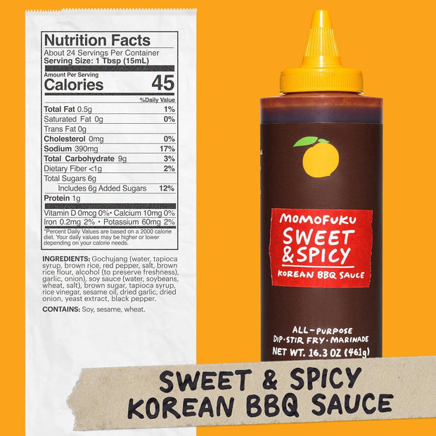 Momofuku Sweet & Savory Korean BBQ Sauce with Soy Sauce, Fresh Ginger, & Pear for Stir Fry, Barbecue, and Marinade; Galbi Style with Smoky, Savory-Sweet Flavor