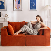 MAXYOYO Modular Sectional Sofa Couch, L Shaped Modern Cloud Couch with 1 Ottoman, Sofa in A Box, Tufted 4-Seat Boneless Sleeper Chair for Living Room, No Assembly Required, Orange