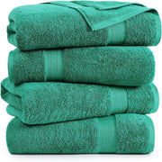 LANE LINEN 100% Cotton Bath Towels Pack of 4 (28"x54") - Ring Spun Mercerized Cotton Bathroom Towel Set - Quick Dry, Soft & Absorbent Large Bath Towels - Holds Well After Multiple Washes - Emerald