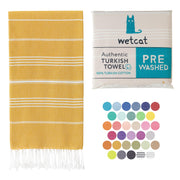 WETCAT Turkish Beach Towel Oversized (38"x71") 100% Turkish Cotton, Made in Turkey - Sand Free, Extra Large, Ultra Soft, Quick Drying, Compact & Lightweight for Travel - Blue