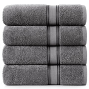 LANE LINEN 100% Cotton Zero Twist, Bath Towels (28"x54") - 4 Pieces - Large Towels for Bathroom - Quick Drying, Soft & Absorbent Large Shower Towel Set - Used in Gym, Hotel, Spa, Home - Living Coral